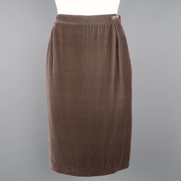 MISSONI Size 6 Taupe Silk Blend Velvet Pencil Skirt - Picture 1 of 6